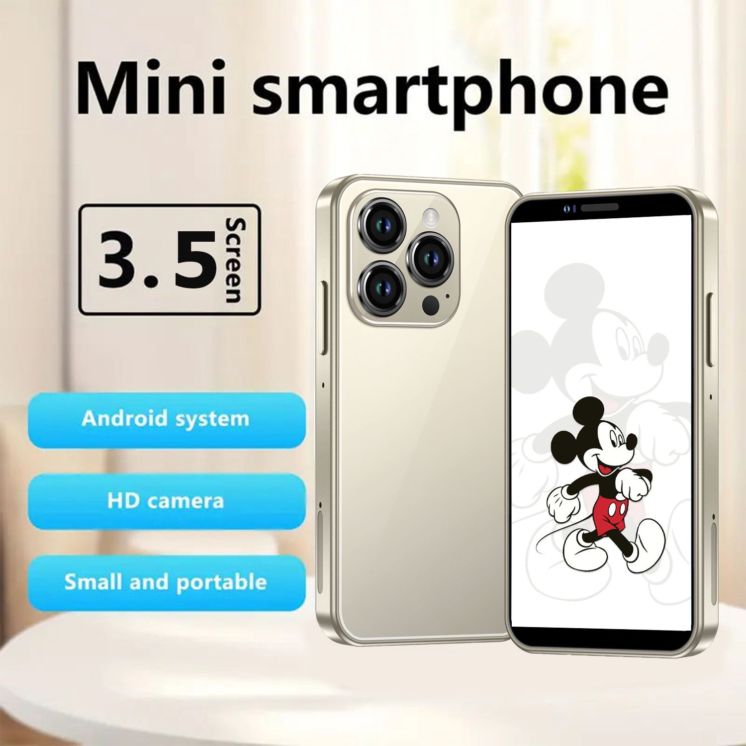 New Mini Phone With 3.5" HD Touchscreen, 3GB+64GB Mini Smartphone Dual SIM Little Mobile Phone, World'S Smallest Phone With Face ID, Kids Cellphone Pocket Best Backup Phone Best Creative Gift