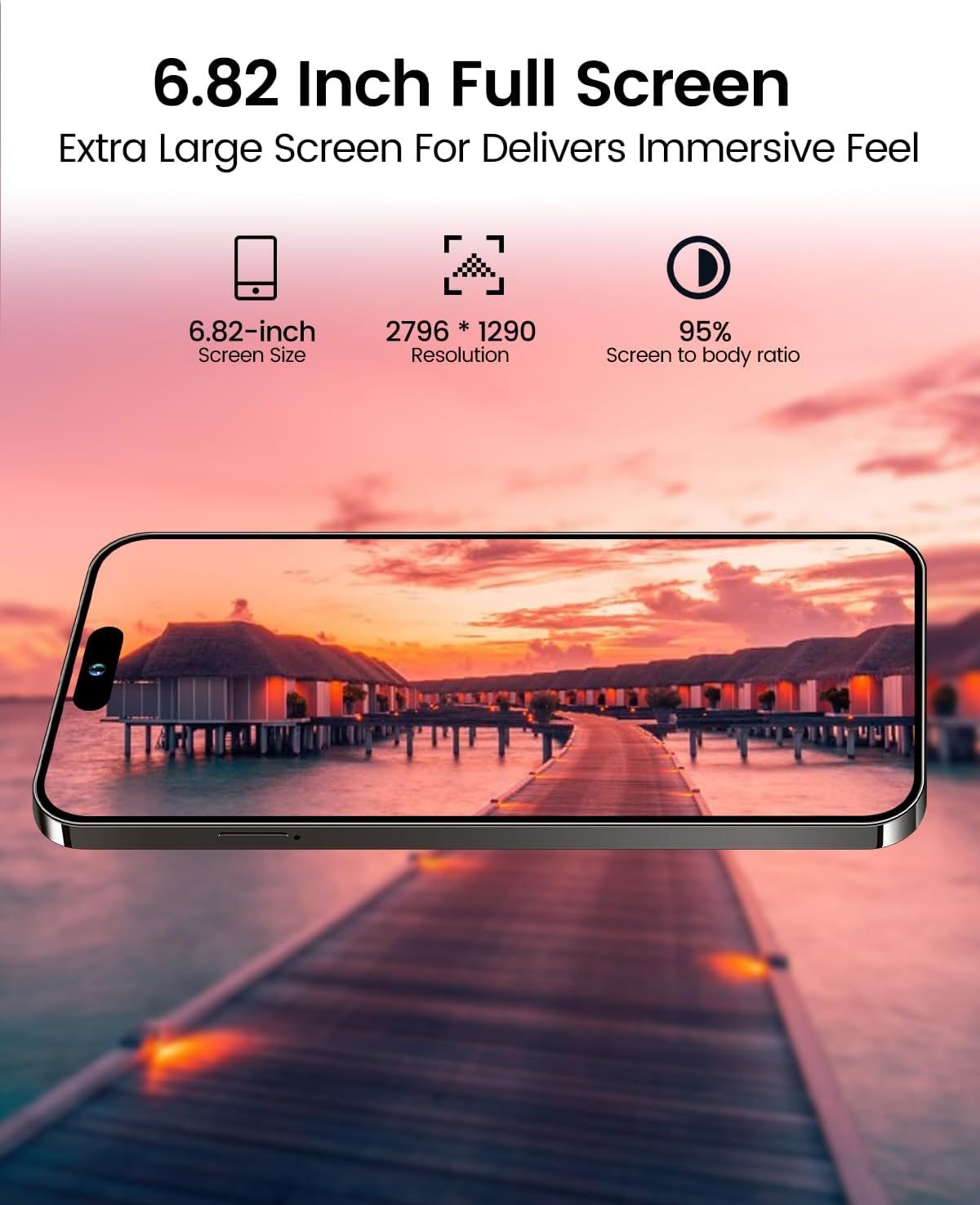 Unlocked Android Phone A15 PROMAX Android 13 Cell Phone with Dynamic Island 6GB+256GB 6800mAh,Fast Charging,HD Screen 48MP+108MP Camera Cell Phone with 5G Dual SIM Smart Phone - Image 3