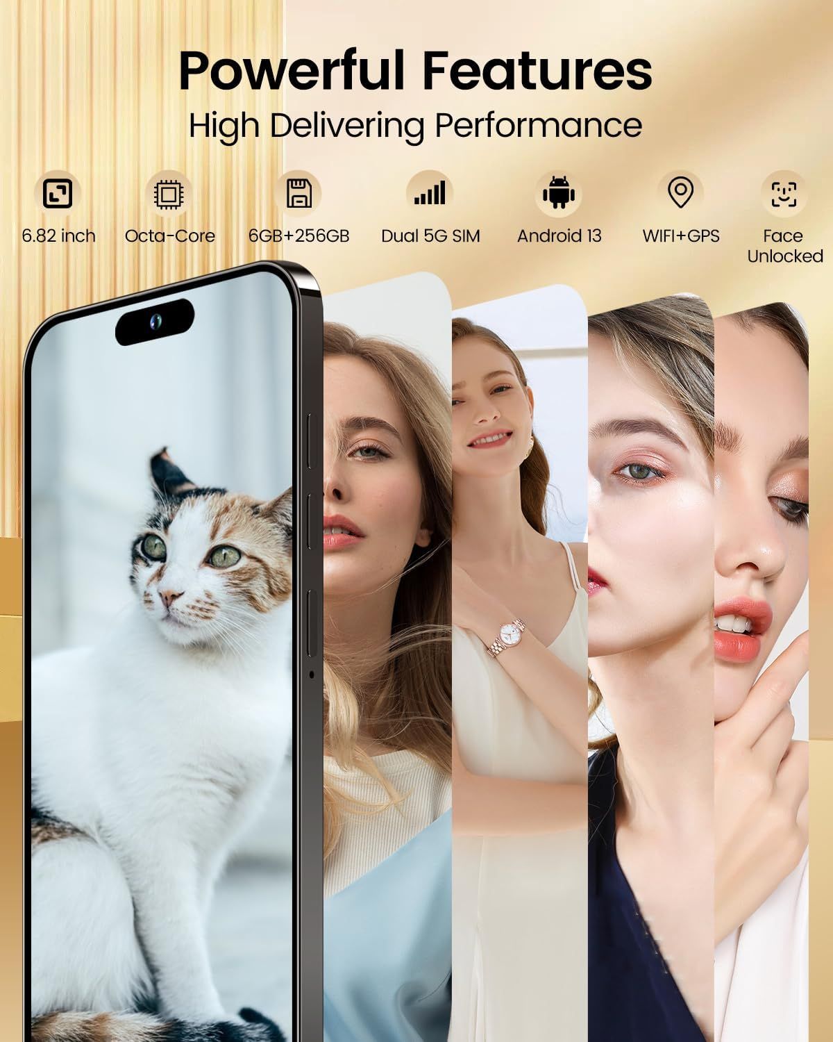 Unlocked Android Phone A15 PROMAX Android 13 Cell Phone with Dynamic Island 6GB+256GB 6800mAh,Fast Charging,HD Screen 48MP+108MP Camera Cell Phone with 5G Dual SIM Smart Phone - Image 4