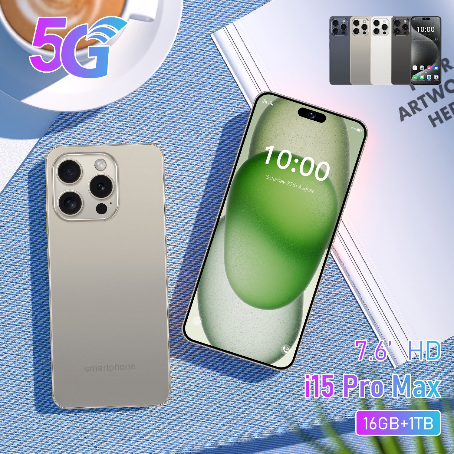 Unlocked Android Phone A15 PROMAX Android 13 Cell Phone with Dynamic Island 6GB+256GB 6800mAh,Fast Charging,HD Screen 48MP+108MP Camera Cell Phone with 5G Dual SIM Smart Phone - Image 2