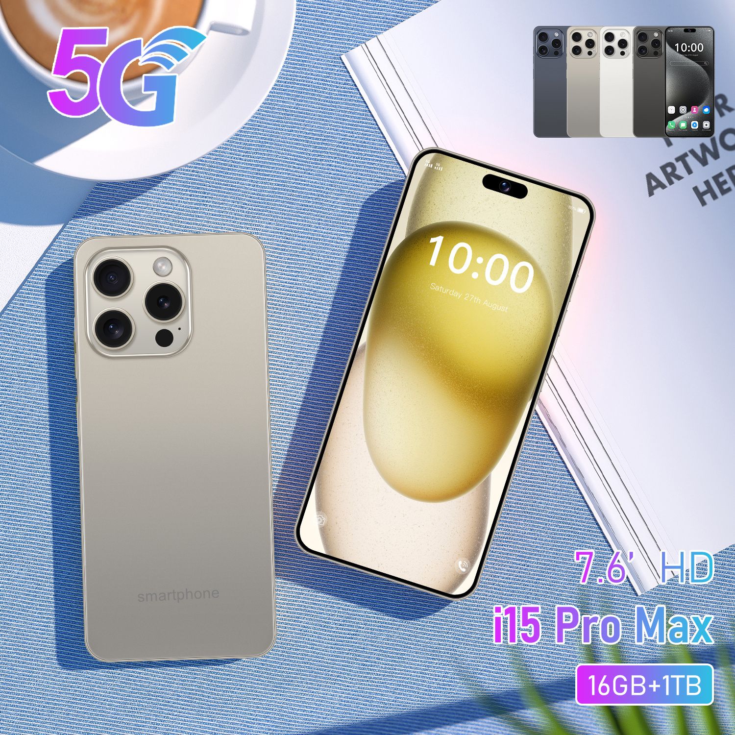 Unlocked Android Phone A15 PROMAX Android 13 Cell Phone with Dynamic Island 6GB+256GB 6800mAh,Fast Charging,HD Screen 48MP+108MP Camera Cell Phone with 5G Dual SIM Smart Phone - Image 3