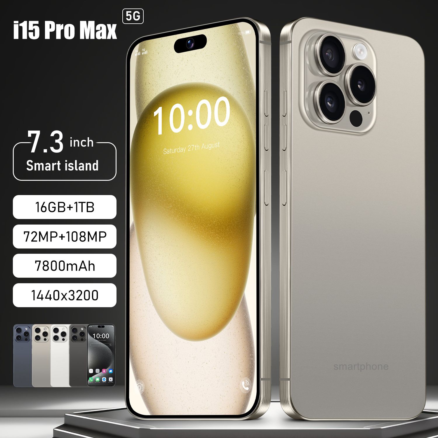Unlocked Android Phone A15 PROMAX Android 13 Cell Phone with Dynamic Island 6GB+256GB 6800mAh,Fast Charging,HD Screen 48MP+108MP Camera Cell Phone with 5G Dual SIM Smart Phone