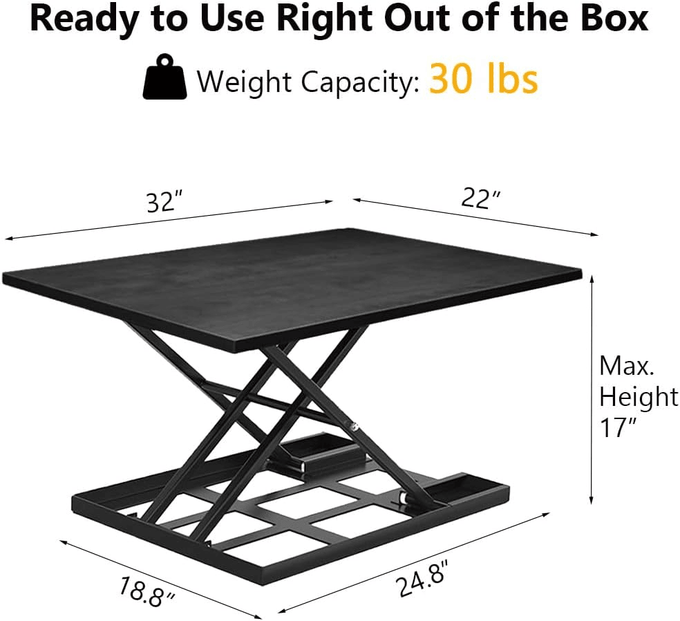 Adjustable Height Standing Desk, Ergonomic Rising Computer Table, Foldable Desk, Portable and Easy to Move, Large Wide Rising Tabletop Computer Table Laptop Home Office Black - Image 3