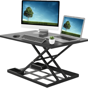 Adjustable Height Standing Desk, Ergonomic Rising Computer Table, Foldable Desk, Portable and Easy to Move, Large Wide Rising Tabletop Computer Table Laptop Home Office Black