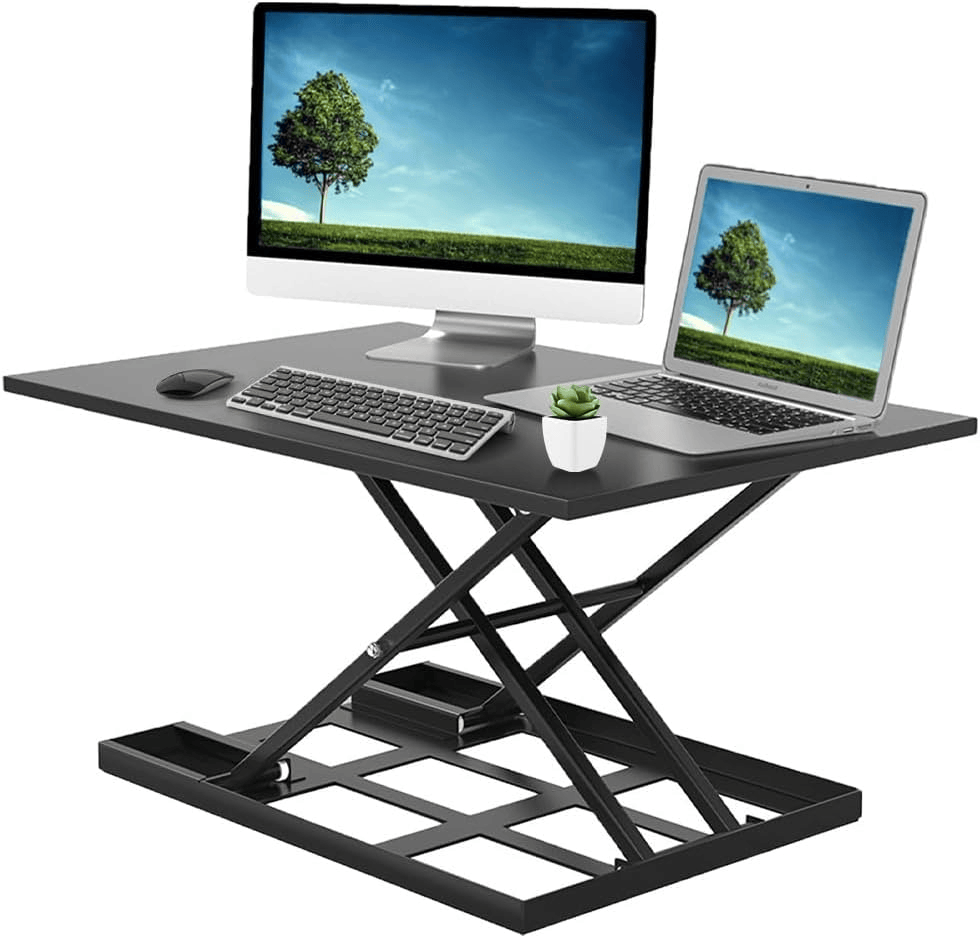 Adjustable Height Standing Desk, Ergonomic Rising Computer Table, Foldable Desk, Portable and Easy to Move, Large Wide Rising Tabletop Computer Table Laptop Home Office Black