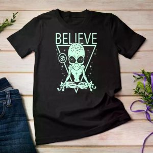 Area 51 Alien Clothing & Aliens Apparel - Believe Alien T-Shirt Unisex T-shirt, All-Season, 2025